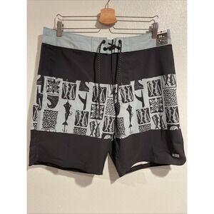 Men's Salty Crew 19" Quick Dry Multi Stretch Fish BlackBoard Shorts Swim Sz 34